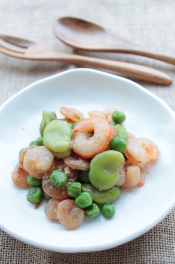 海老とお豆の塩麹炒め