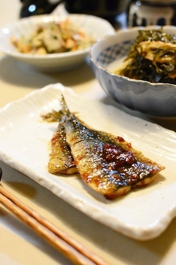梅肉風味のいわしの照り焼き