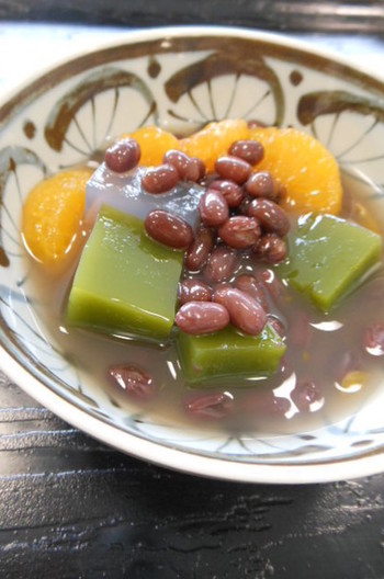 抹茶寒天小豆あん