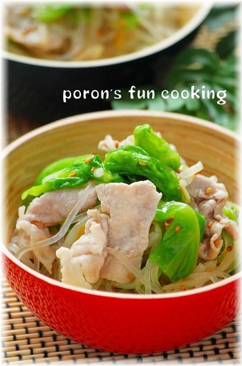 春キャベツ・もやし・豚肉のエスニック春雨