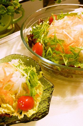 ミニトマトと白菜と大根のサラダ