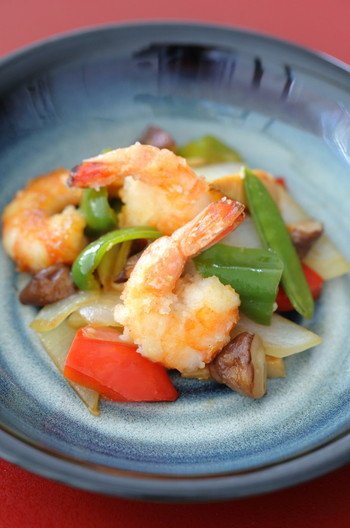 海老とお野菜の甘酢炒め