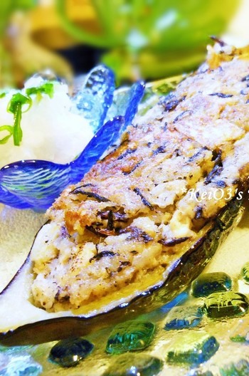 豆腐とひじき 切干大根のなすカップ焼き