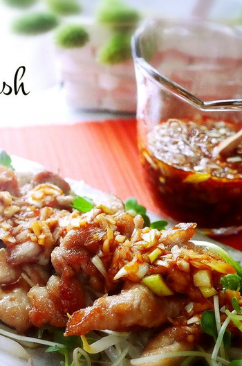 豚肉炒め 旨ピリ辛ダレで