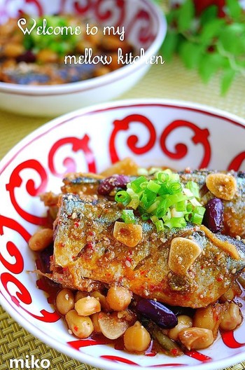 サンマと大豆の韓国風うま煮