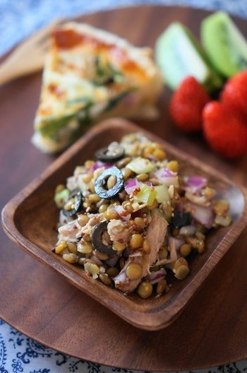 レンズ豆とツナ オリーブのマリネ