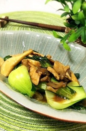 青梗菜とエリンギのカレー風味炒め