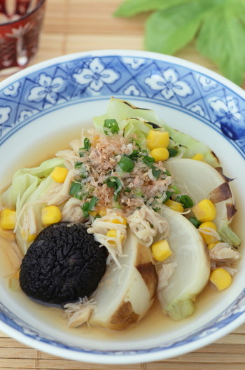 焼き野菜と貝柱の煮浸し