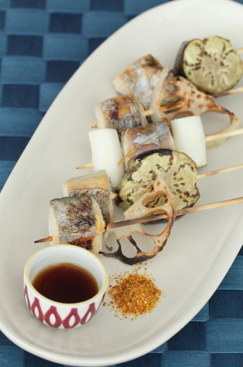 太刀魚と野菜の串焼き