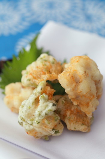 青のりとごま香るハモの天麩羅