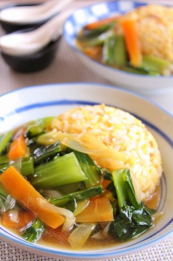 野菜あんかけのツナチャーハン風