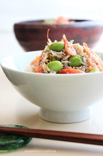 釜揚げ桜えび・しらす・枝豆・生姜のご飯