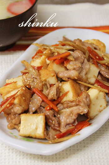 豚肉と厚揚げのきんぴらごぼう