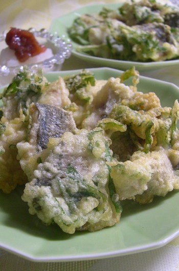 鰺のかわり天婦羅 梅おろし添え