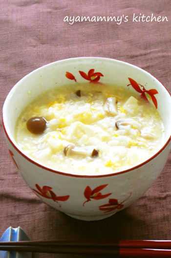 しめじと豆腐の卵雑炊