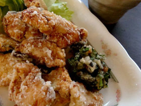 サワラの竜田揚げ 梅じそおろし添え