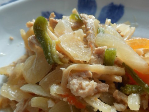 豚肉で チンジャオロース