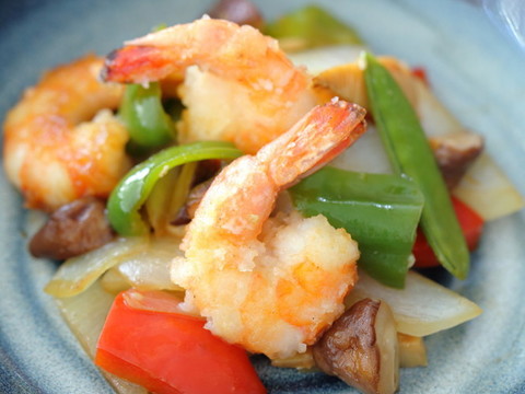 海老とお野菜の甘酢炒め