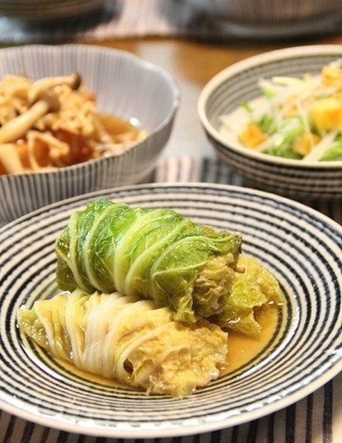 豚薄切り肉でロール白菜