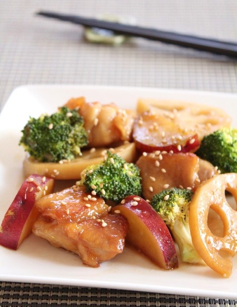 鶏肉と根菜のさっぱり炒め蒸し