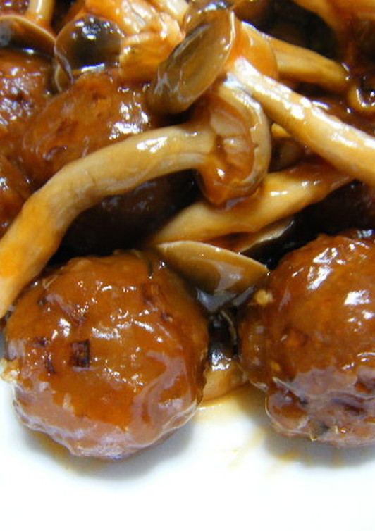 肉団子ときのこの甘酢あんかけ