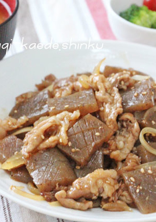 ヘルシーにがっつり 豚肉こんにゃくの甘辛