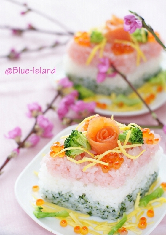 ひな祭り寿司 ひしもち風 By Blue Island 管理栄養士監修のレシピ検索 献立作成 おいしい健康 シニア