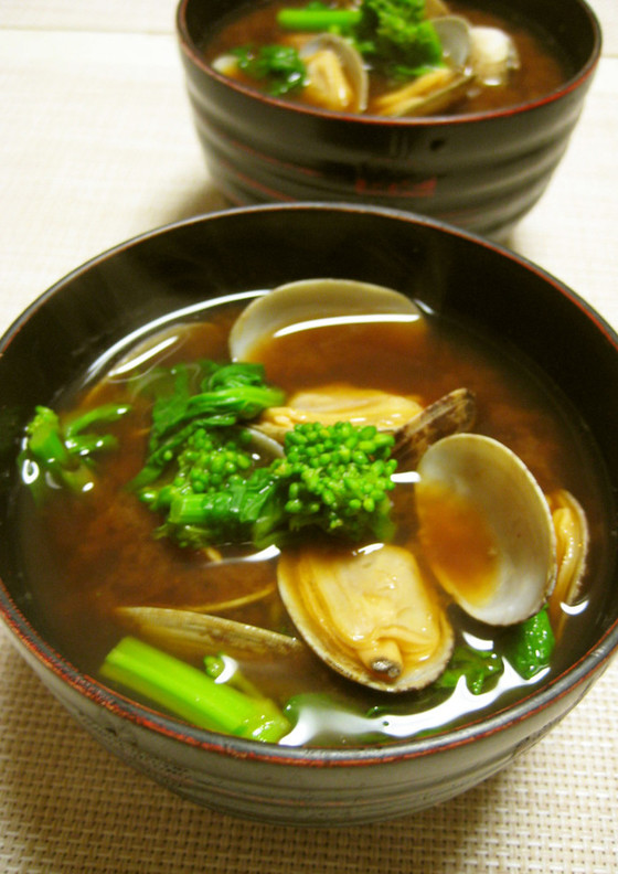 アサリと菜の花のお味噌汁