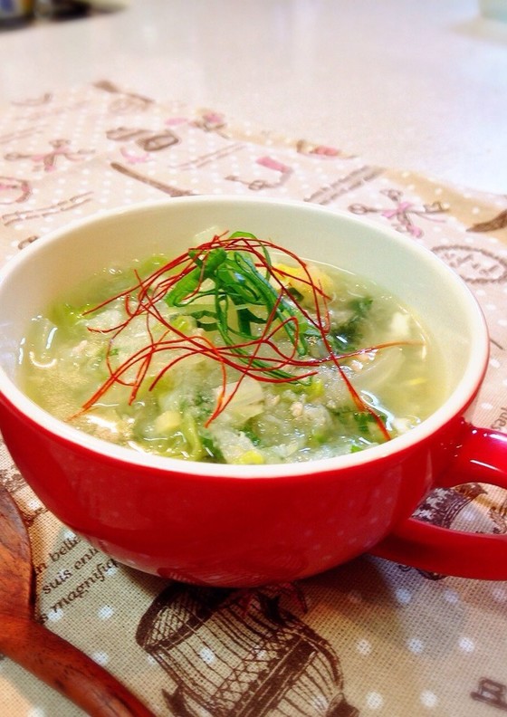 薬味たっぷり 簡単白菜みぞれスープ