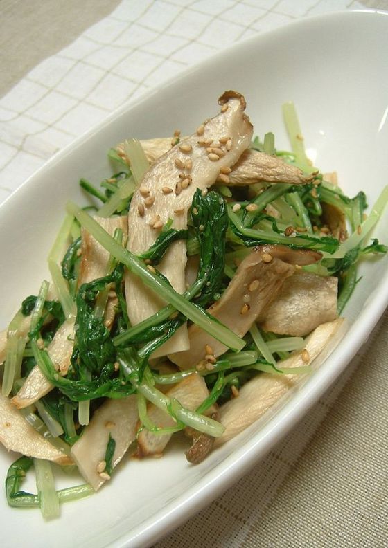 水菜とエリンギの胡麻和え