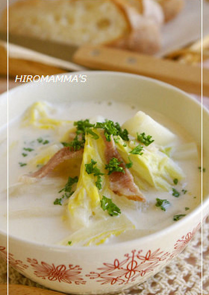 白菜とベーコンのミルクスープ By Hiroマンマ 管理栄養士監修のレシピ検索 献立作成 おいしい健康 糖尿病