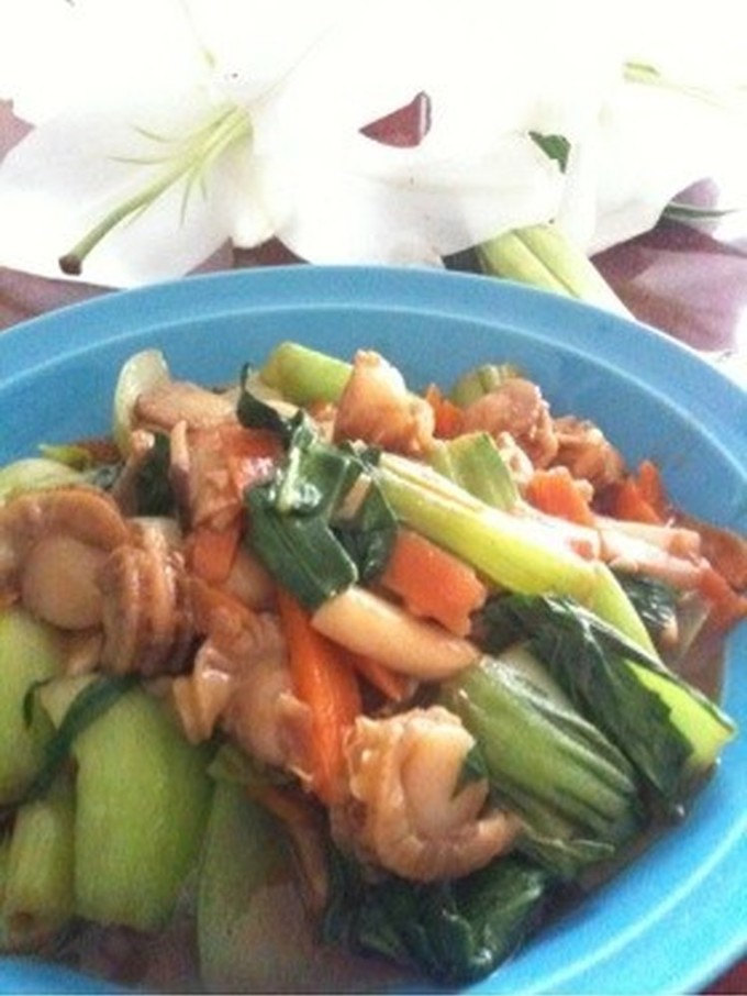 ちんげん菜とほたて 野菜炒め