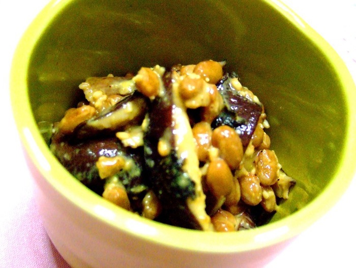 焼きしいたけの納豆和え