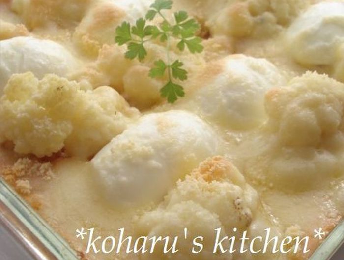 卵とカリフラワーのマカロニグラタン