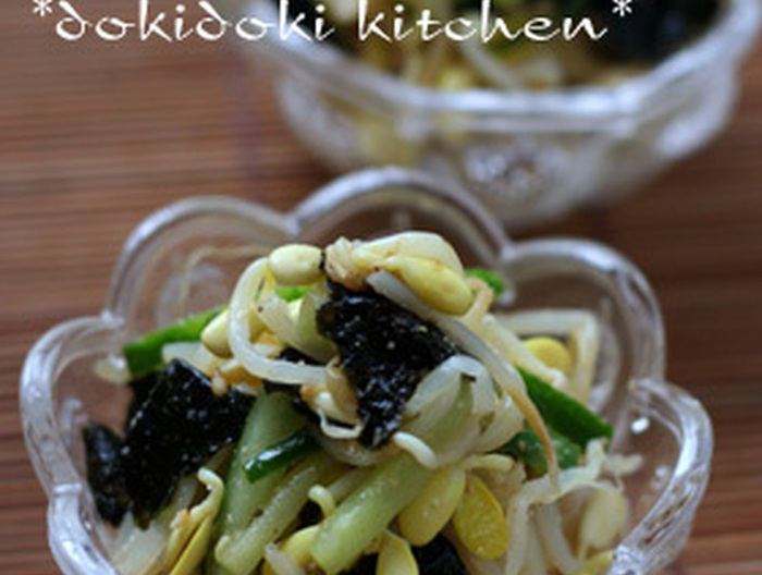 もやしときゅうりの海苔ゴマ酢和え