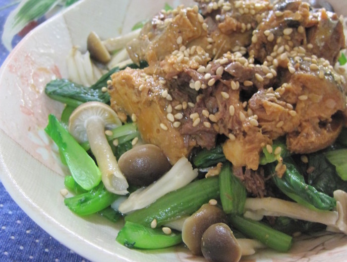 さば缶と野菜の電子レンジ蒸し