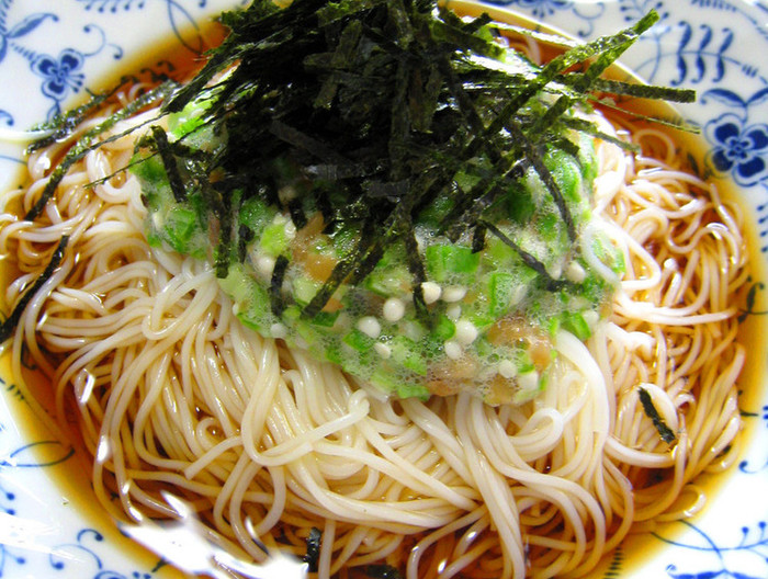 たっぷりオクラのそうめん