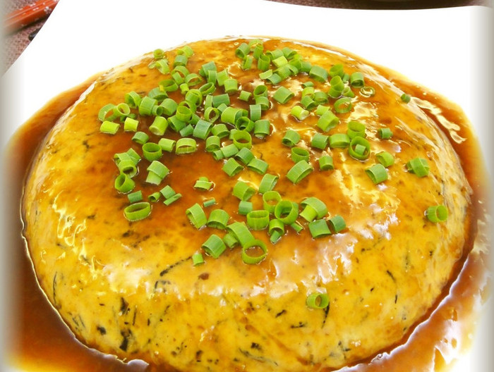 豆腐とひじきのレンジ蒸し 生姜甘酢あん