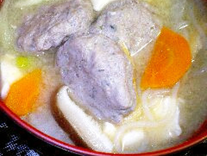 ぷっくりふんわりさんまのすり身汁