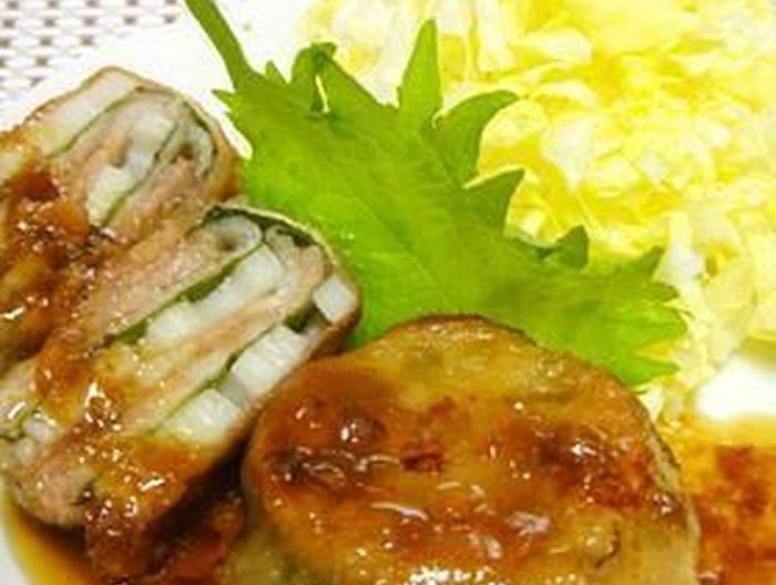 梅だれ肉巻き大葉れんこん