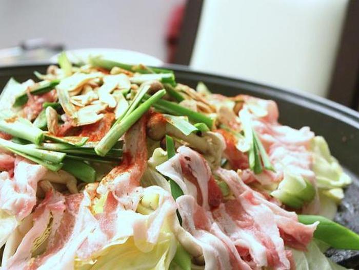 ホットプレートで 鉄板鍋