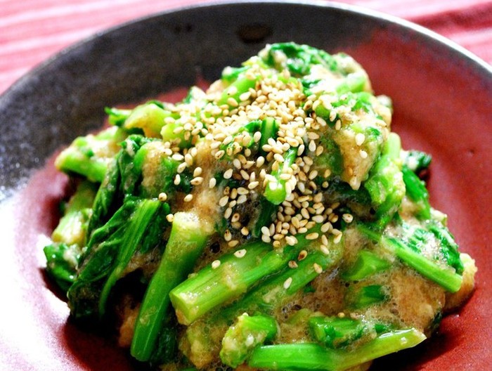 菜の花の明太子とろろあえ