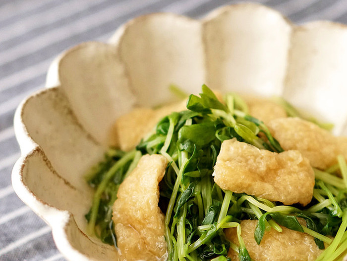 豆苗と油揚げの煮びたし