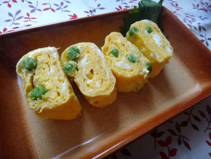 グリーンピースの春色卵焼き