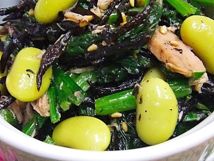 ポン酢だけ ひじき枝豆ツナほうれん草