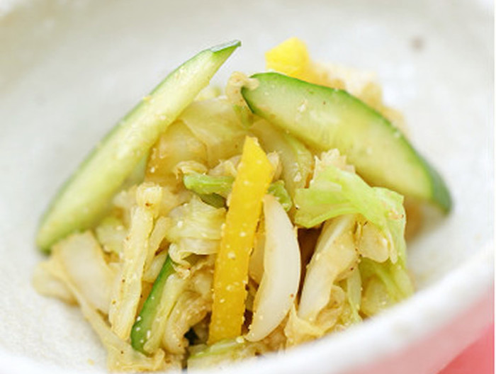 たくあんがポイント 野菜胡麻和え