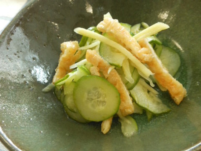 きゅうりと揚げの酢の物