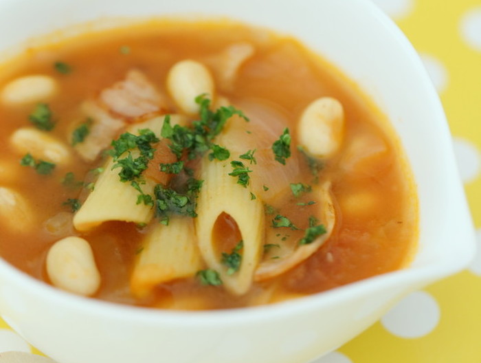 ペンネ入り ベーコンビーンズ