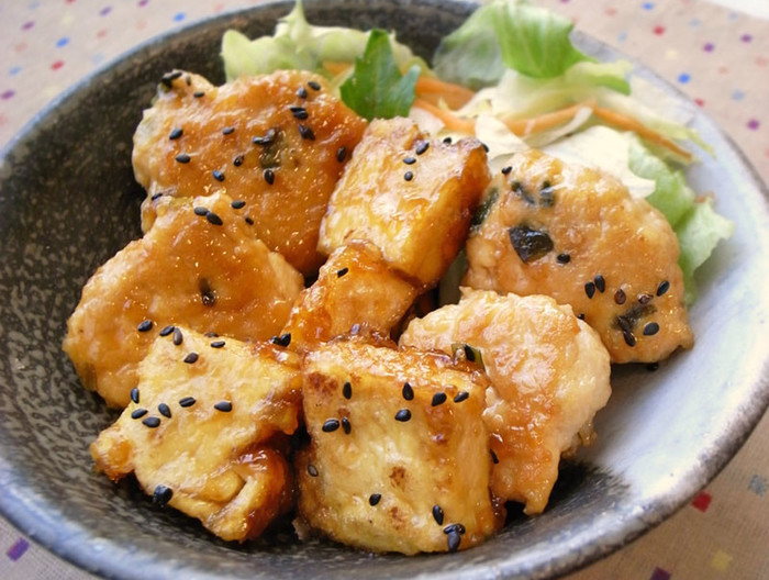 ふんわりつくねと厚揚げの甘辛焼き