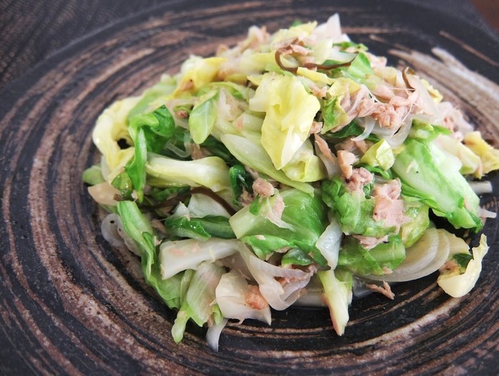 時短お助け 春キャベツとツナの塩昆布炒め